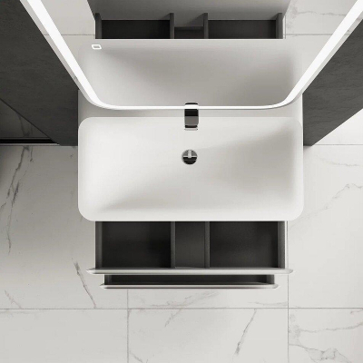 Тумба под раковину AQUAme S4 80 AQM900480WH подвесная цвет Белый глянцевый