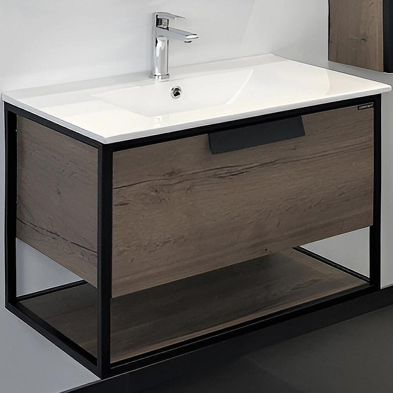 Тумба с раковиной Comforty Бонн 75 00-00006487 подвесная Дуб темный, купить, цена, заказать, магазин, доставка, скидка, промокод, купить, цена, заказать, магазин, доставка, скидка, промокод