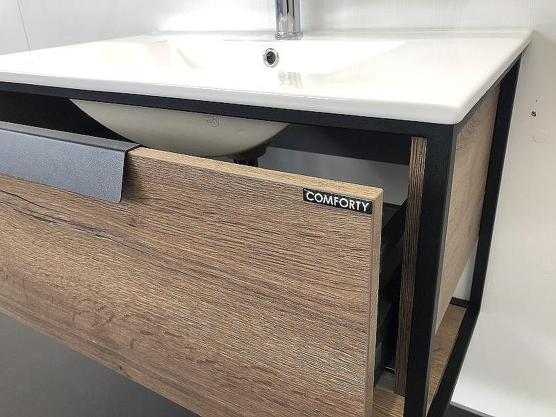 Тумба с раковиной Comforty Бонн 75 00-00006487 подвесная Дуб темный, купить, цена, заказать, магазин, доставка, скидка, промокод, купить, цена, заказать, магазин, доставка, скидка, промокод