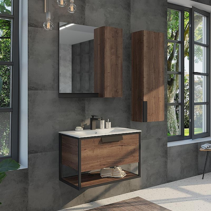 Тумба с раковиной Comforty Бонн 75 00-00006487 подвесная Дуб темный, купить, цена, заказать, магазин, доставка, скидка, промокод, купить, цена, заказать, магазин, доставка, скидка, промокод