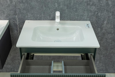 Тумба под раковину WellWant Aura 60 WWM000600G подвесная Серо-зеленая