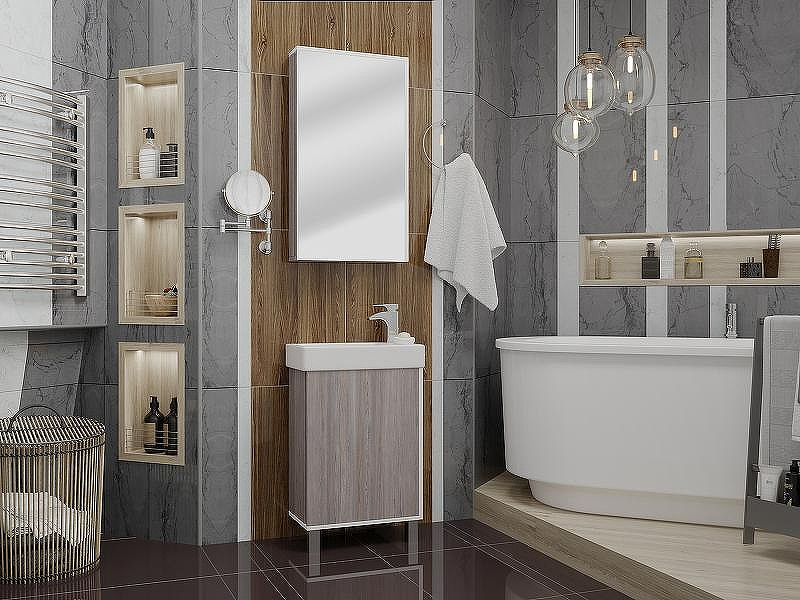 Тумба под раковину Aquaton Эмма 45 1A221601EAD80 Белый Дуб наварра, купить, цена, заказать, магазин, доставка, скидка, промокод, купить, цена, заказать, магазин, доставка, скидка, промокод