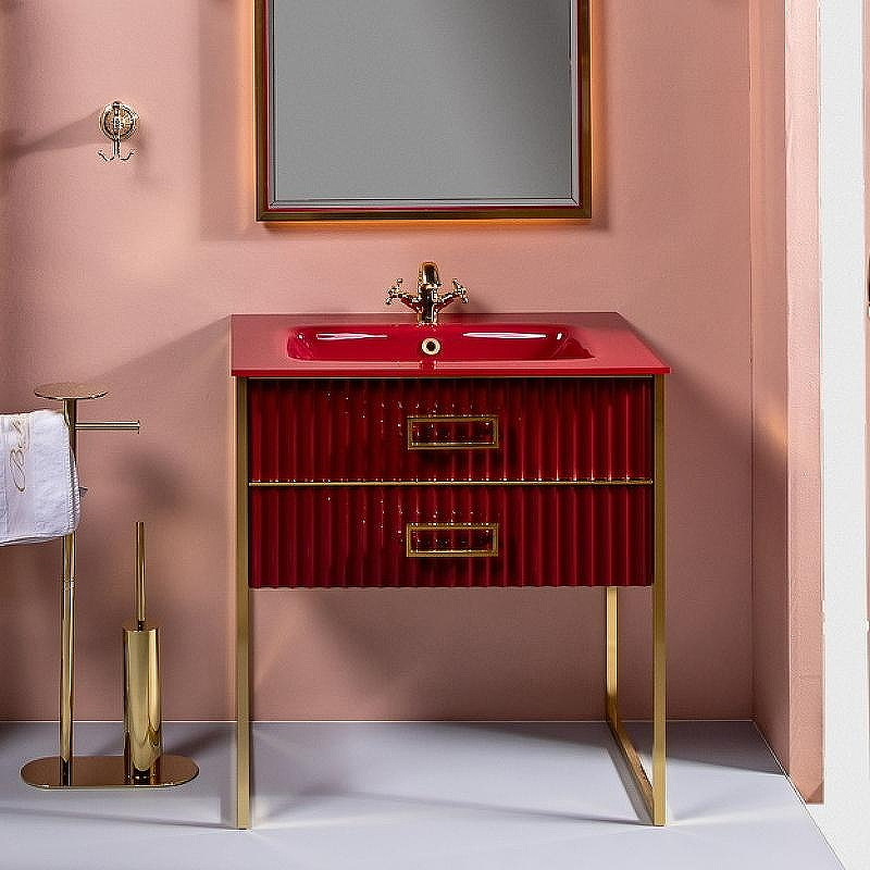 Тумба под раковину Boheme Armadi Art Monaco 100 866-100-RG Бордо глянец Золото, купить, цена, заказать, магазин, доставка, скидка, промокод, купить, цена, заказать, магазин, доставка, скидка, промокод