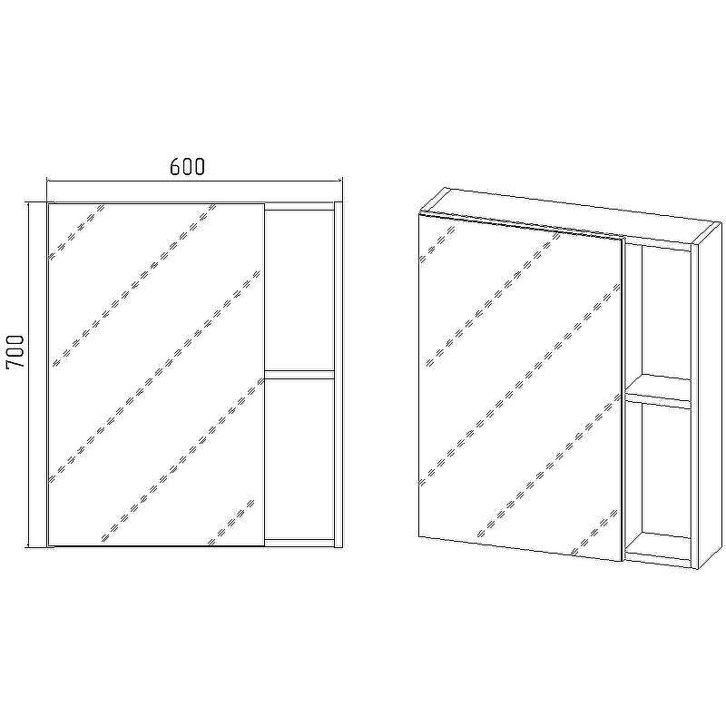 Зеркальный шкаф VIANT Бостон 60 VBOS60-ZSH Дуб Вотан, купить, цена, заказать, магазин, доставка, скидка, промокод, купить, цена, заказать, магазин, доставка, скидка, промокод