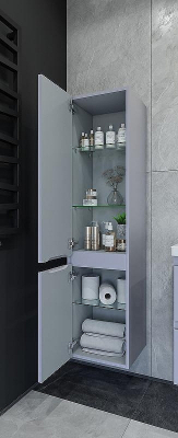 Шкаф пенал Caprigo Forte 35 L 36150L-SF028 подвесной Серый матовый