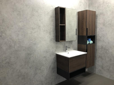 Шкаф пенал Comforty Франкфурт 40 00004150535 подвесной Дуб шоколадно-коричневый Черный матовый