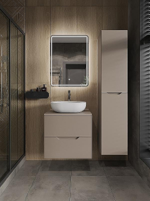 Тумба с раковиной Orange Line 60 Li-60TuLMDF+B05-480W подвесная Латте матовый