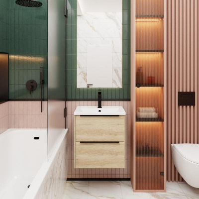 Тумба под раковину La Fenice Tesoro 60 FNC-01-TES-DNN-60-2 подвесная Дуб небраска натуральный Дуб небраска натуральный