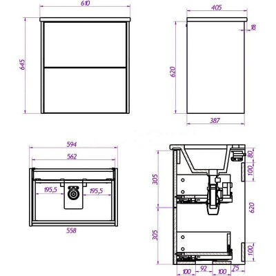 Тумба под раковину La Fenice Tesoro 60 FNC-01-TES-DNN-60-2 подвесная Дуб небраска натуральный Дуб небраска натуральный