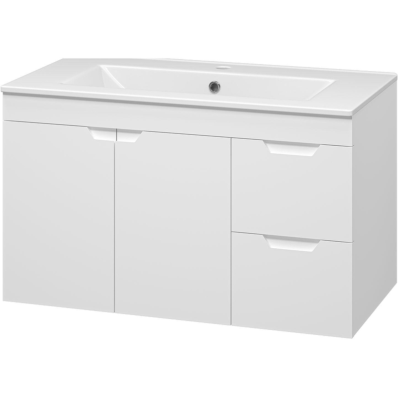 Тумба с раковиной Misty Оптима 90 УТ000023417 подвесная Белая матовая, купить, цена, заказать, магазин, доставка, скидка, промокод, купить, цена, заказать, магазин, доставка, скидка, промокод