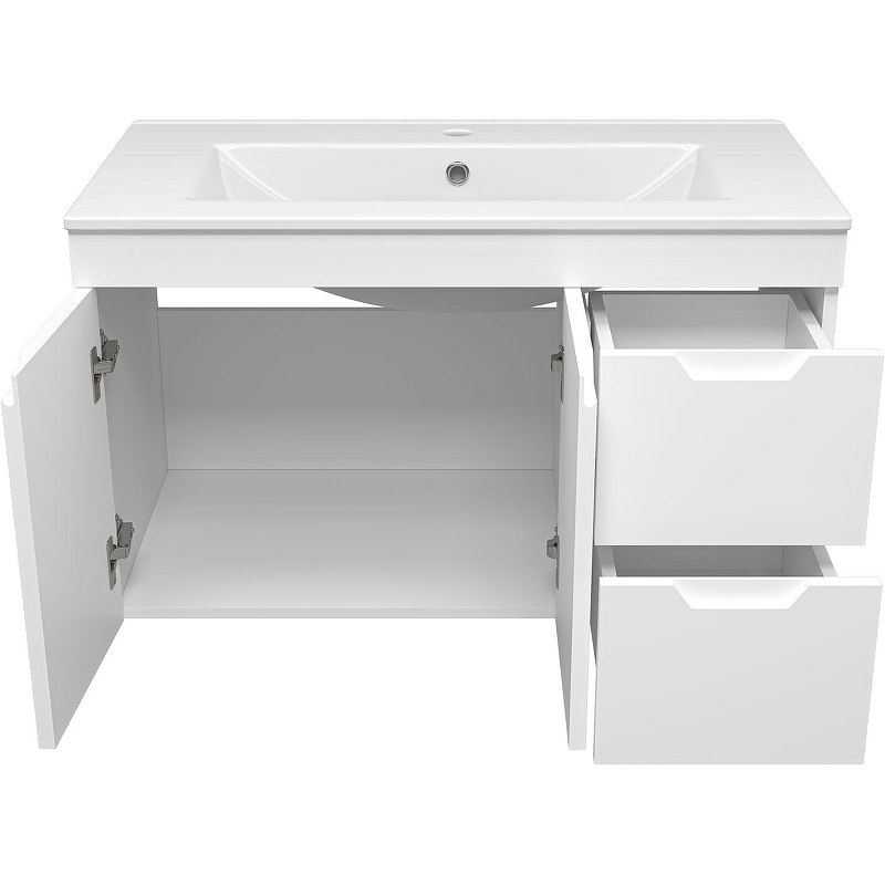 Тумба с раковиной Misty Оптима 90 УТ000023417 подвесная Белая матовая, купить, цена, заказать, магазин, доставка, скидка, промокод, купить, цена, заказать, магазин, доставка, скидка, промокод