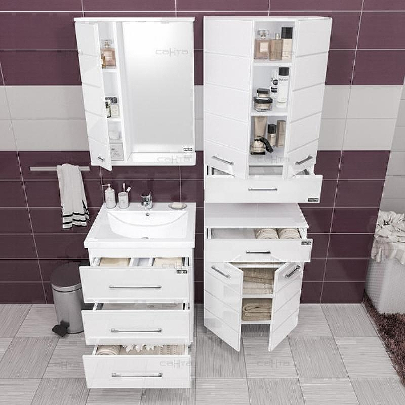 Тумба под раковину СанТа Омега 60 207046 Белая, купить, цена, заказать, магазин, доставка, скидка, промокод, купить, цена, заказать, магазин, доставка, скидка, промокод