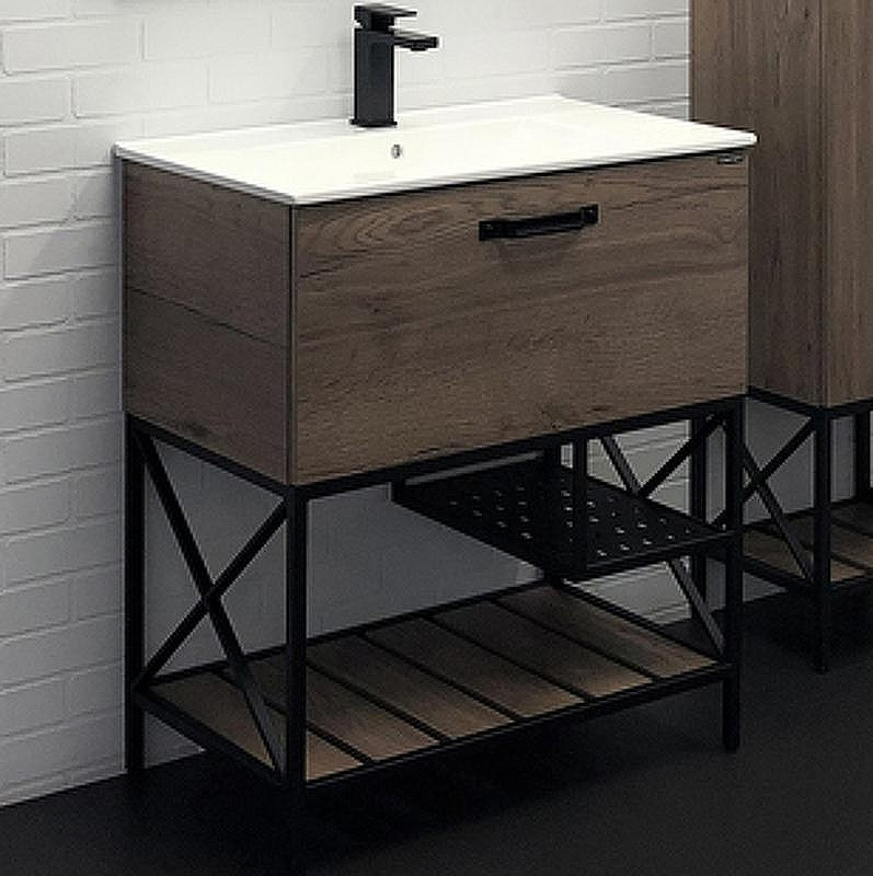 Тумба с раковиной Comforty Бредфорд 75 00-00008074 Дуб темный, купить, цена, заказать, магазин, доставка, скидка, промокод, купить, цена, заказать, магазин, доставка, скидка, промокод