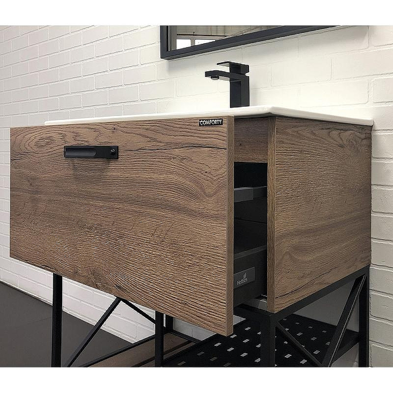 Тумба с раковиной Comforty Бредфорд 75 00-00008074 Дуб темный, купить, цена, заказать, магазин, доставка, скидка, промокод, купить, цена, заказать, магазин, доставка, скидка, промокод