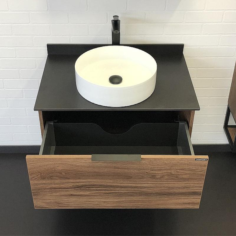 Тумба с раковиной Comforty Порто 75 00-00008926 подвесная Дуб темно-коричневый, купить, цена, заказать, магазин, доставка, скидка, промокод, купить, цена, заказать, магазин, доставка, скидка, промокод