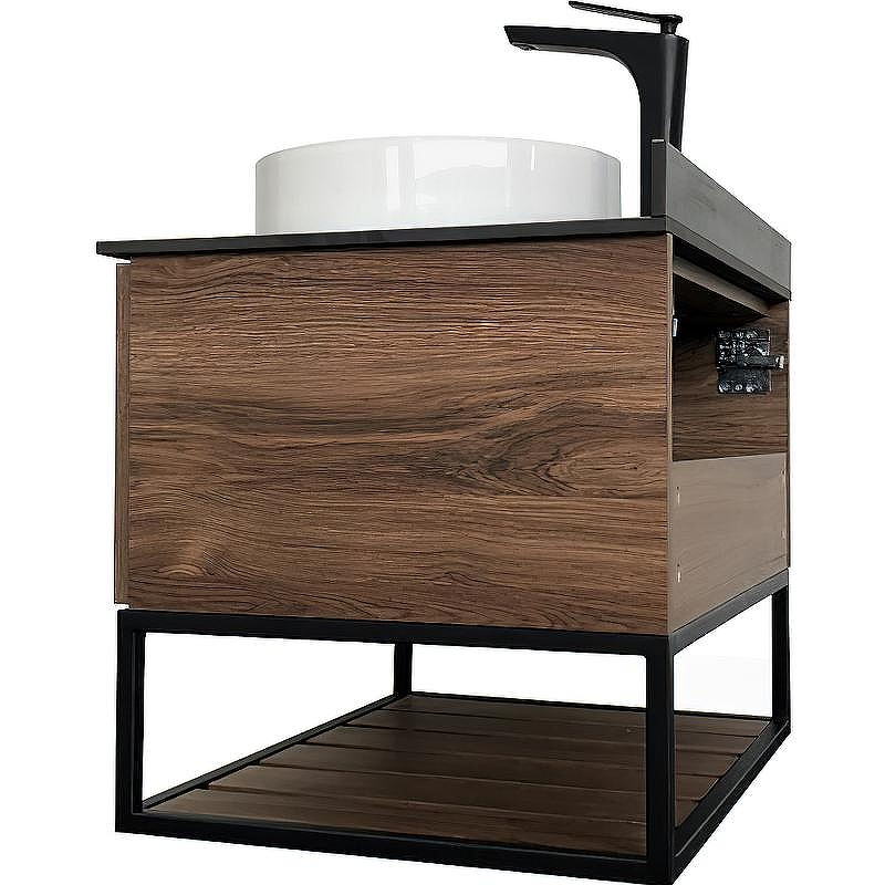 Тумба с раковиной Comforty Порто 75 00-00008926 подвесная Дуб темно-коричневый, купить, цена, заказать, магазин, доставка, скидка, промокод, купить, цена, заказать, магазин, доставка, скидка, промокод