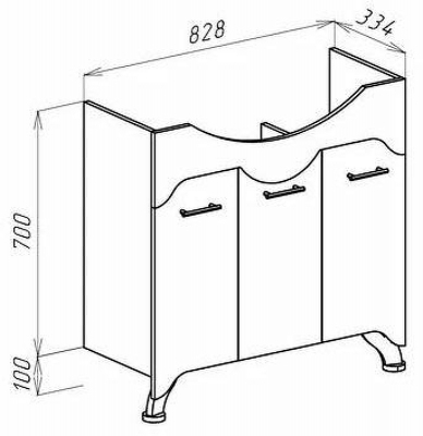 Тумба под раковину Bellezza Дрея 85 4631314000019 с бельевой корзиной Белая