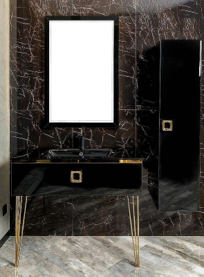 Тумба под раковину Boheme Armadi Art Lucido 100 770-100-B подвесная Черный глянец