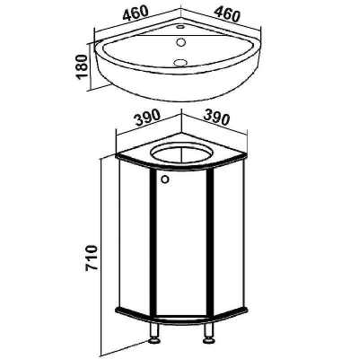 Тумба под раковину Runo Браво 40 00000000947 угловая Белая