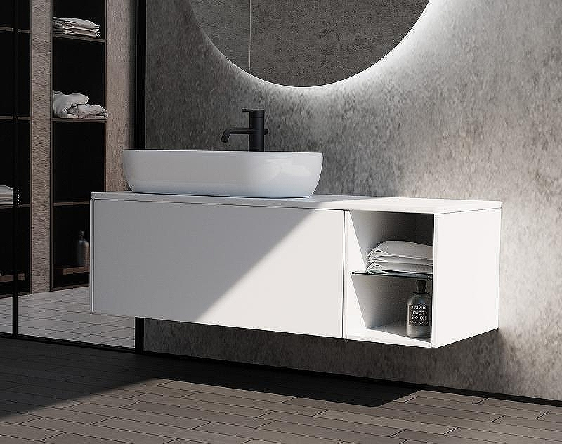 Тумба с раковиной SanVit Оскар 120 L koskar120L подвесная Белая, купить, цена, заказать, магазин, доставка, скидка, промокод, купить, цена, заказать, магазин, доставка, скидка, промокод