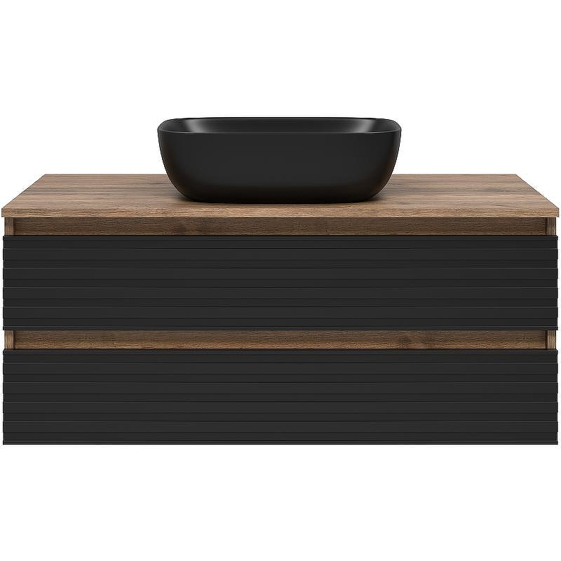 Тумба под раковину Brevita Dakota 100 DAK-09100-19/02-2Я подвесная Черный кварц Дуб Галифакс олово, купить, цена, заказать, магазин, доставка, скидка, промокод, купить, цена, заказать, магазин, доставка, скидка, промокод