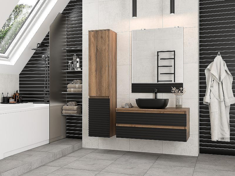 Тумба под раковину Brevita Dakota 100 DAK-09100-19/02-2Я подвесная Черный кварц Дуб Галифакс олово, купить, цена, заказать, магазин, доставка, скидка, промокод, купить, цена, заказать, магазин, доставка, скидка, промокод