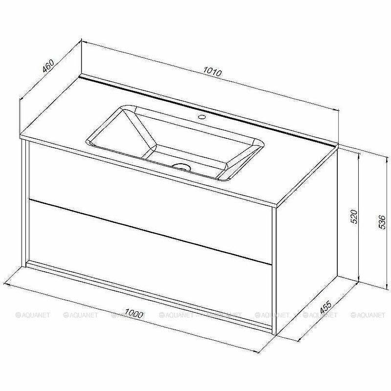 Тумба под раковину Aquanet Lino 100 Flat 287545 подвесная Дуб веллингтон, купить, цена, заказать, магазин, доставка, скидка, промокод, купить, цена, заказать, магазин, доставка, скидка, промокод
