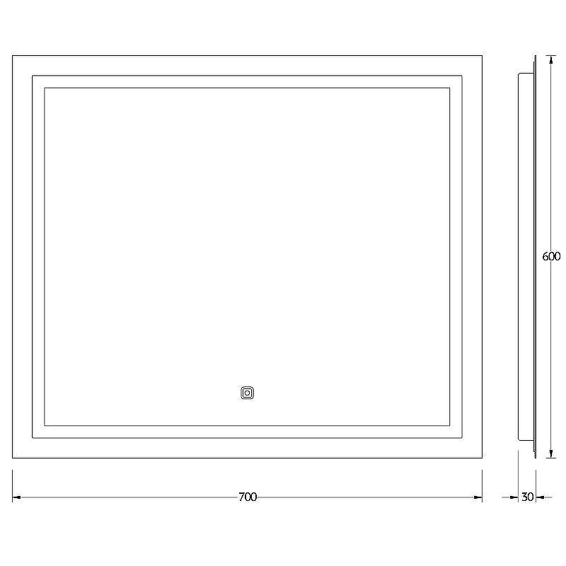 Зеркало Evoform Ledline 60x70 BY 2434 с подсветкой 22 W - сенсорный выключатель, купить, цена, заказать, магазин, доставка, скидка, промокод, купить, цена, заказать, магазин, доставка, скидка, промокод