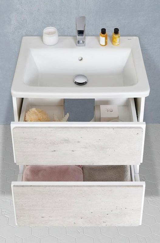 Тумба под раковину Roca Ronda 60 ZRU9303002 подвесная Бетон Белый матовый, купить, цена, заказать, магазин, доставка, скидка, промокод, купить, цена, заказать, магазин, доставка, скидка, промокод