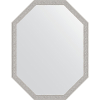 Зеркало Evoform Octagon 68x88 BY 7012 в багетной раме - Волна алюминий 46, купить, цена, заказать, магазин, доставка, скидка, промокод, купить, цена, заказать, магазин, доставка, скидка, промокод