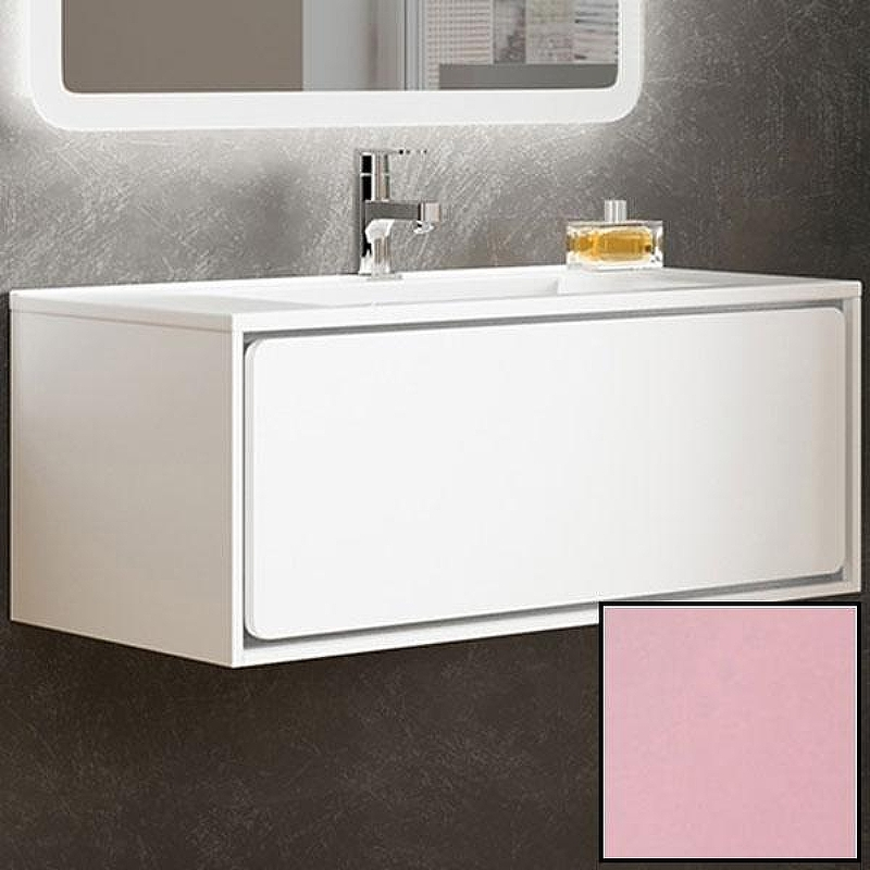 Тумба с раковиной SanVit Бруно-1 100 kbruno1100 в цвете Ral подвесная Розовый глянец, купить, цена, заказать, магазин, доставка, скидка, промокод, купить, цена, заказать, магазин, доставка, скидка, промокод