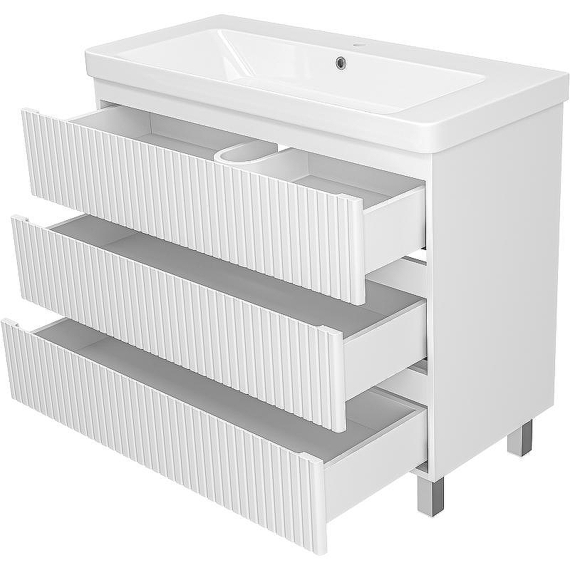 Тумба с раковиной Brevita Victory 105 УТ000024305 Белая матовая, купить, цена, заказать, магазин, доставка, скидка, промокод, купить, цена, заказать, магазин, доставка, скидка, промокод