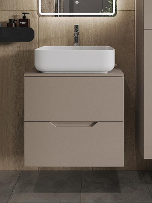 Тумба с раковиной Orange Line 60 Li-60TuLMDF+B05-500W подвесная Латте матовый