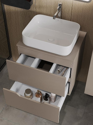 Тумба с раковиной Orange Line 60 Li-60TuLMDF+B05-500W подвесная Латте матовый