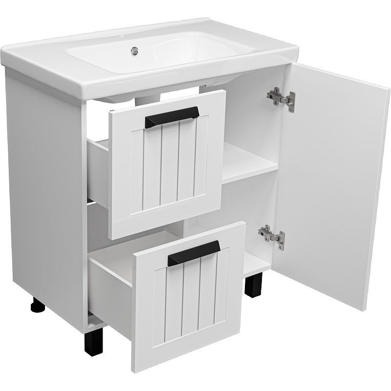 Тумба с раковиной Misty Спарта 80 УТ000013759 Белая матовая, купить, цена, заказать, магазин, доставка, скидка, промокод, купить, цена, заказать, магазин, доставка, скидка, промокод