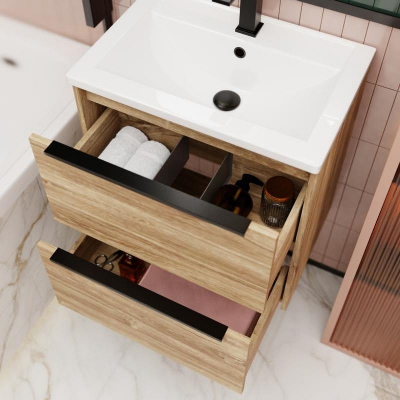 Тумба под раковину La Fenice Tesoro 60 FNC-01-TES-DKK-60-2 подвесная Дуб канзас коричневый