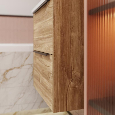 Тумба под раковину La Fenice Tesoro 60 FNC-01-TES-DKK-60-2 подвесная Дуб канзас коричневый