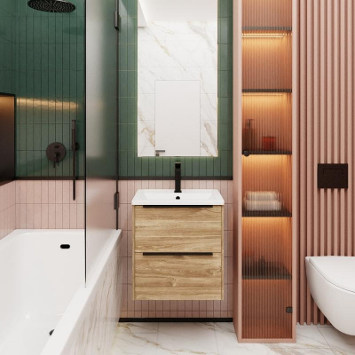 Тумба под раковину La Fenice Tesoro 60 FNC-01-TES-DKK-60-2 подвесная Дуб канзас коричневый