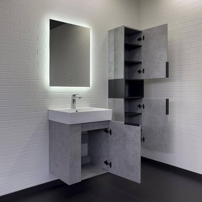 Тумба с раковиной Comforty Асти 60П 00-00019191 подвесная Бетон светлый, купить, цена, заказать, магазин, доставка, скидка, промокод, купить, цена, заказать, магазин, доставка, скидка, промокод