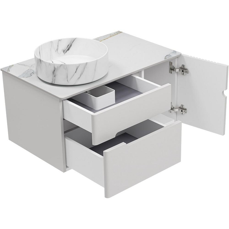 Тумба с раковиной Brevita Pallisandro 80 УТ000025399 подвесная Серая матовая, купить, цена, заказать, магазин, доставка, скидка, промокод, купить, цена, заказать, магазин, доставка, скидка, промокод