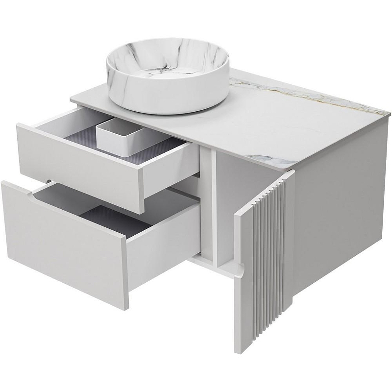 Тумба с раковиной Brevita Pallisandro 80 УТ000025399 подвесная Серая матовая, купить, цена, заказать, магазин, доставка, скидка, промокод, купить, цена, заказать, магазин, доставка, скидка, промокод