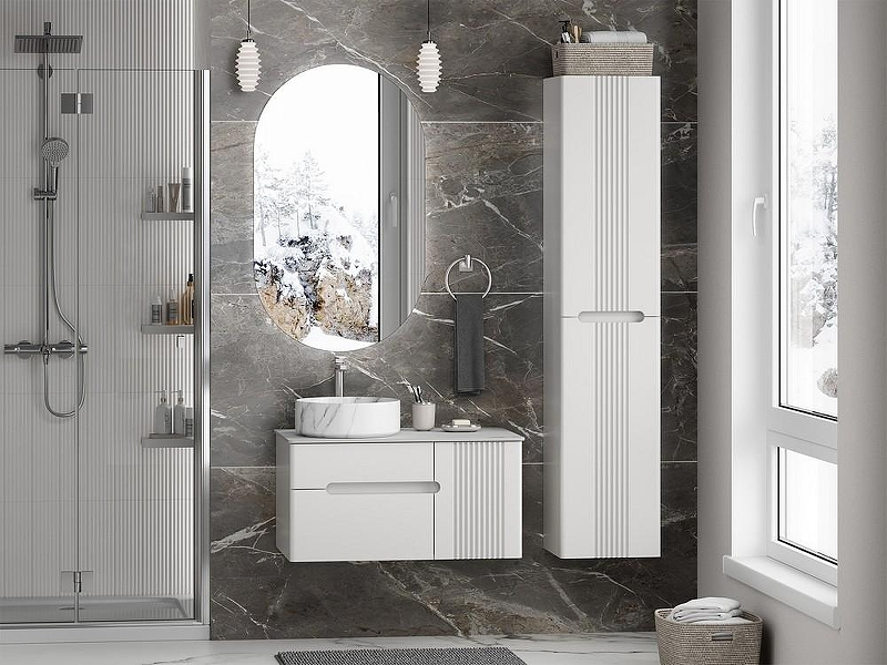 Тумба с раковиной Brevita Pallisandro 80 УТ000025399 подвесная Серая матовая, купить, цена, заказать, магазин, доставка, скидка, промокод, купить, цена, заказать, магазин, доставка, скидка, промокод