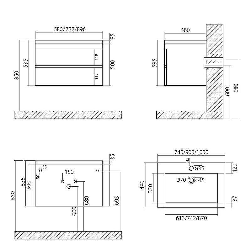 Тумба под раковину Art&Max Family-580-2C-SO-PB подвесная Сканди, купить, цена, заказать, магазин, доставка, скидка, промокод, купить, цена, заказать, магазин, доставка, скидка, промокод