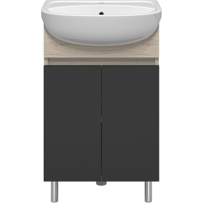 Тумба с раковиной Misty Поло 50 УТ000014009 Антрацит Дуб Галифакс белый