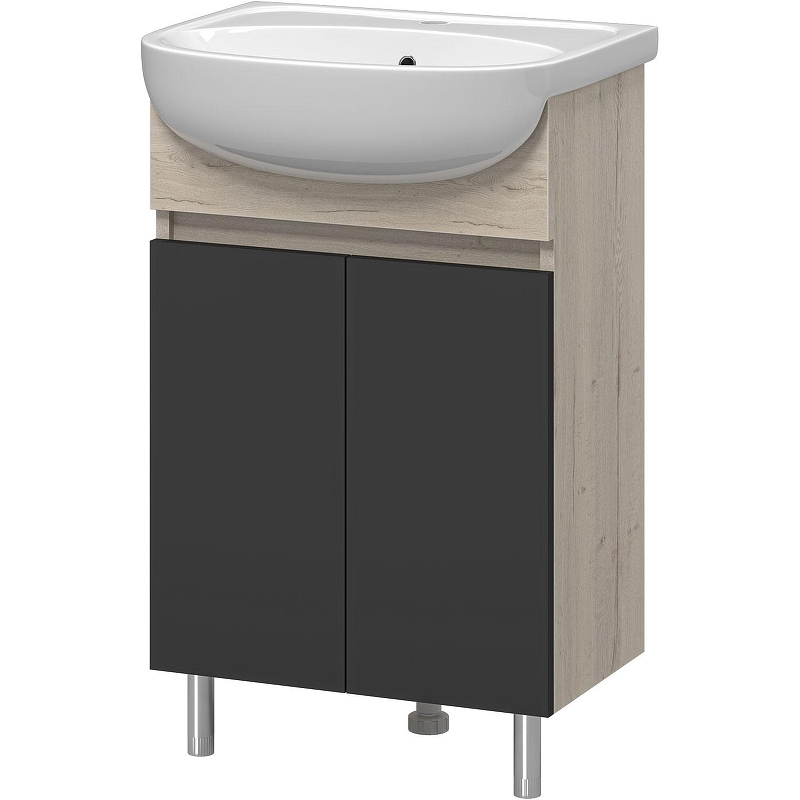 Тумба с раковиной Misty Поло 50 УТ000014009 Антрацит Дуб Галифакс белый, купить, цена, заказать, магазин, доставка, скидка, промокод, купить, цена, заказать, магазин, доставка, скидка, промокод