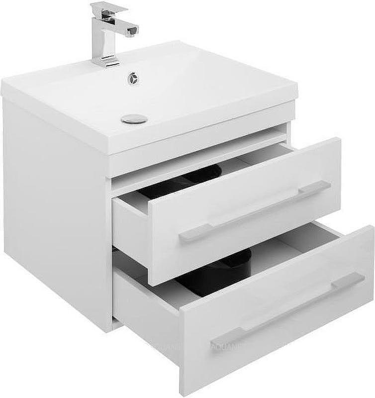 Тумба с раковиной Aquanet Нота 58 212800 подвесная Белая, купить, цена, заказать, магазин, доставка, скидка, промокод, купить, цена, заказать, магазин, доставка, скидка, промокод