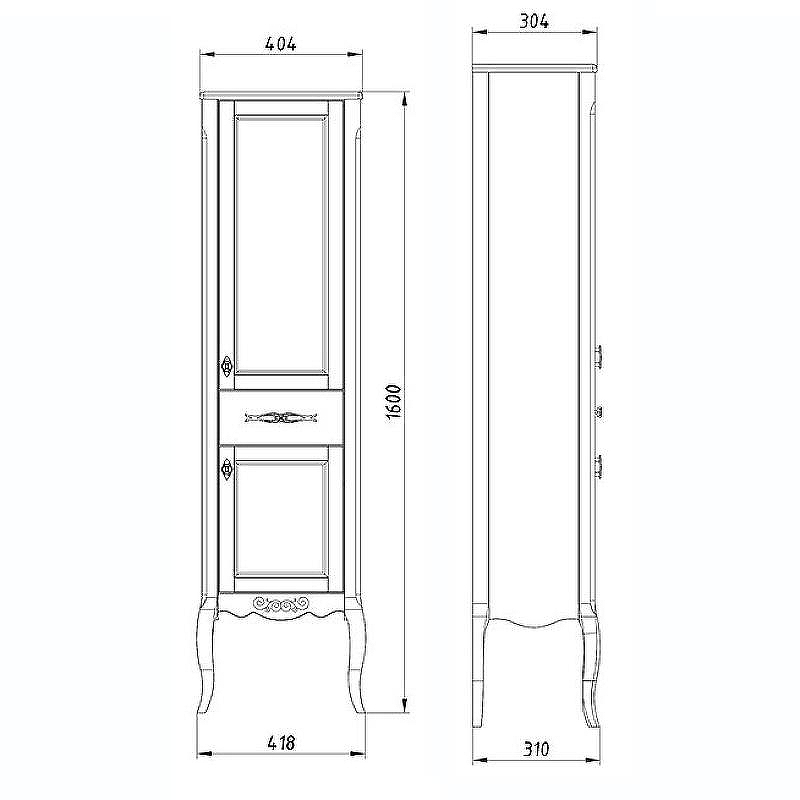 Шкаф пенал ASB-Woodline Модерн 40 11256 Белый с патиной Серебро, купить, цена, заказать, магазин, доставка, скидка, промокод, купить, цена, заказать, магазин, доставка, скидка, промокод