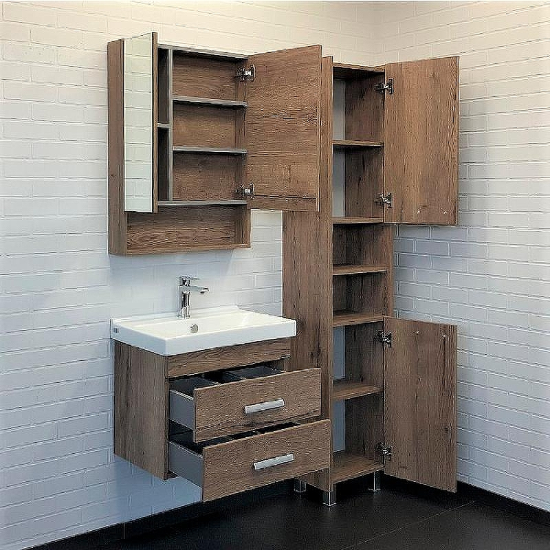 Зеркальный шкаф Comforty Никосия 70 00-00008851 Дуб темный, купить, цена, заказать, магазин, доставка, скидка, промокод, купить, цена, заказать, магазин, доставка, скидка, промокод