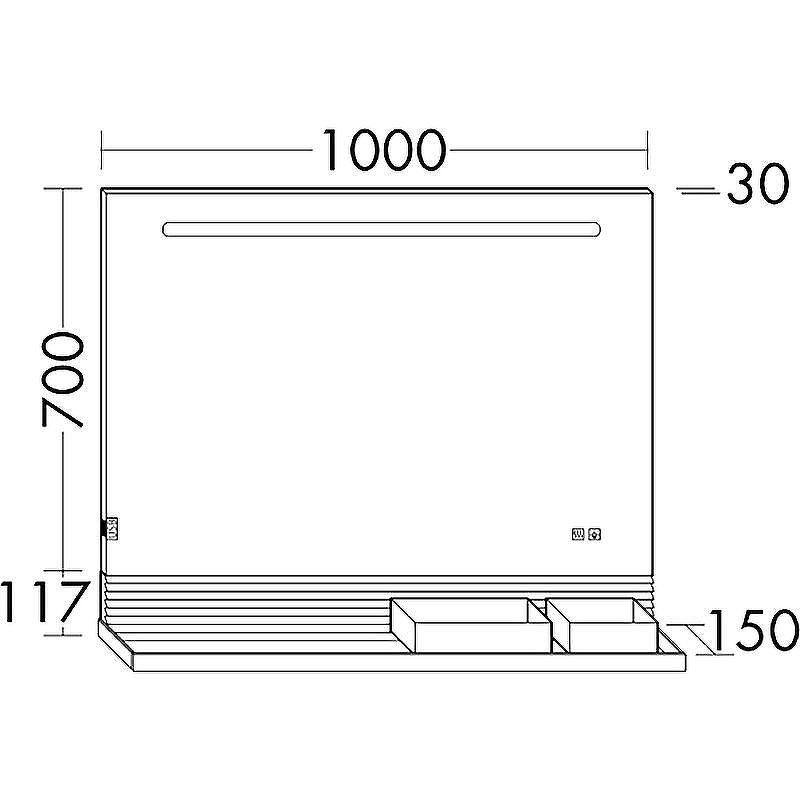 Зеркало Burgbad Fiumo 100 SFXP100FOT2 с подсветкой с подогревом с сенсорным выключателем, купить, цена, заказать, магазин, доставка, скидка, промокод, купить, цена, заказать, магазин, доставка, скидка, промокод