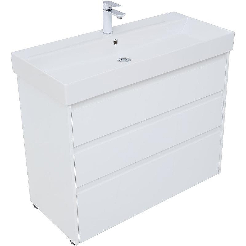 Тумба под раковину Aquanet Nova Lite 100 302478 Белый глянец, купить, цена, заказать, магазин, доставка, скидка, промокод, купить, цена, заказать, магазин, доставка, скидка, промокод